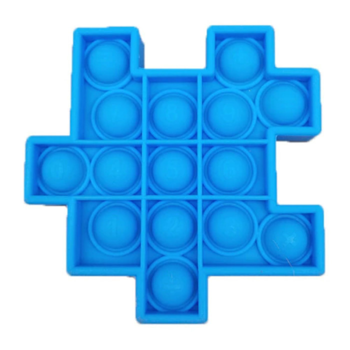 Pop It - Fidget Anti Stress Toy Bubble Toy Cubo in silicone Puzzle pezzo blu