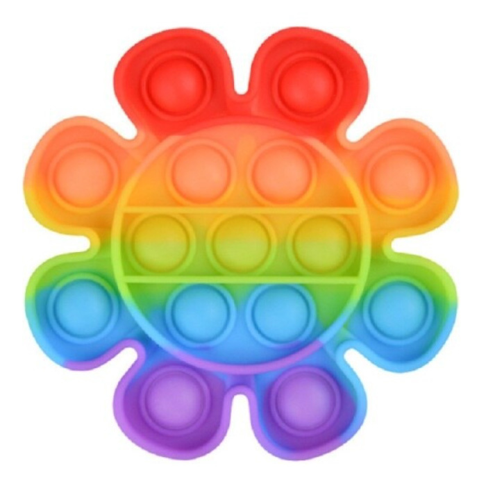 Hágalo estallar - Fidget Anti Stress Toy Bubble Toy Silicona Flor Arco iris