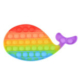 Stuff Certified® Pop It - Fidget Anti Stress Toy Bubble Toy Silicone Whale Rainbow