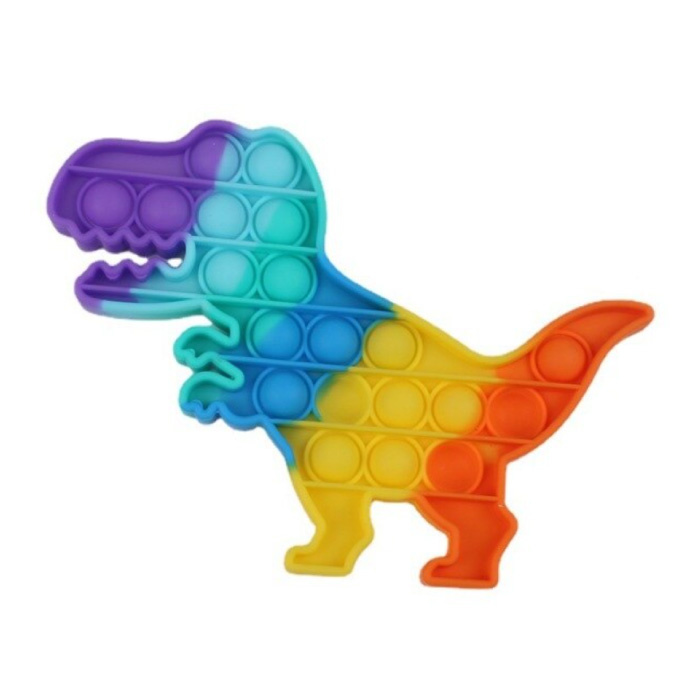 Pop It - Fidget Anti Stress Speelgoed Bubble Toy Siliconen Dino Regenboog