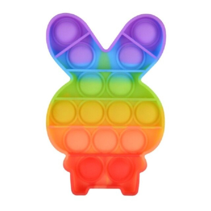 Pop It - Zappeln Anti Stress Spielzeug Bubble Toy Silikon Kaninchen Regenbogen