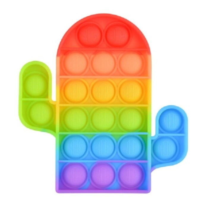 Pop It - Fidget Anti Stress Speelgoed Bubble Toy Siliconen Cactus Regenboog
