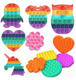 Stuff Certified® Pop It - Fidget Anti Stress Toy Bubble Toy Silicone Bear Rainbow