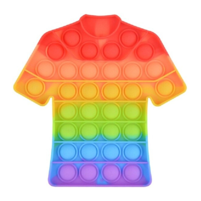 Pop It - Fidget Anti Stress Toy Bubble Toy Silicone T-Shirt Rainbow