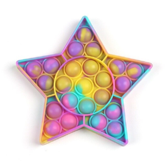 Pop It - Jouet anti-stress lavé Fidget Bubble Toy Silicone Star Rainbow