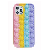 N1986N Coque iPhone XS Pop It - Coque Silicone Bubble Toy Housse Anti Stress Rainbow