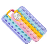 N1986N Coque iPhone 12 Pro Pop It - Coque Silicone Bubble Toy Housse Anti Stress Rainbow