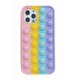 N1986N Funda Mini Pop It para iPhone 12 - Funda de silicona con forma de burbuja para juguetes Funda antiestrés Rainbow