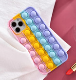 N1986N Custodia Mini Pop It per iPhone 12 - Custodia in silicone con bolle di giocattolo Cover anti-stress Arcobaleno