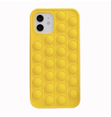 N1986N Étui Pop It pour iPhone SE (2020) - Étui à bulles en silicone Housse anti-stress Jaune