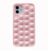 N1986N Custodia Mini Pop It per iPhone 12 - Custodia giocattolo in silicone con bolle anti-stress, rosa