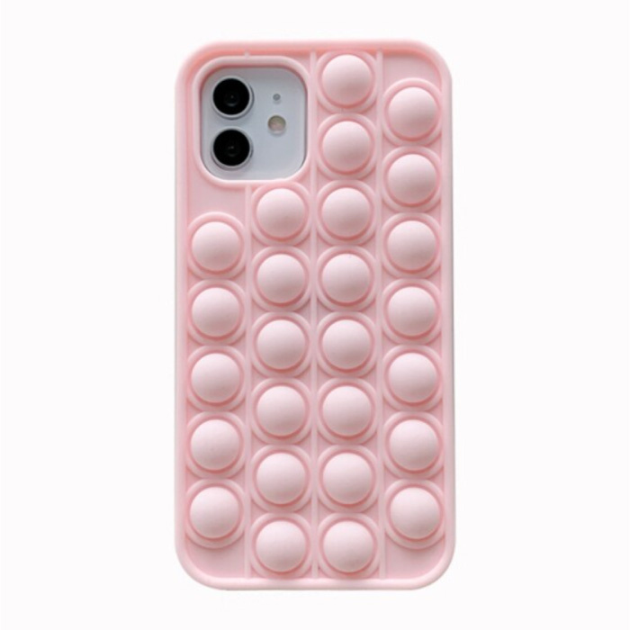 Etui Pop It do iPhone'a 12 Pro - Silikonowe etui na zabawki-bąbelki Antystresowe etui w kolorze różowym