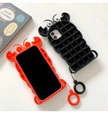 N1986N Funda Mini Pop It para iPhone 12 - Funda de silicona con forma de burbuja para juguetes Funda antiestrés Lobster Black