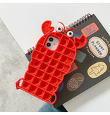 N1986N Funda Pop It para iPhone X - Funda de silicona con forma de burbuja para juguetes Funda antiestrés Lobster Red