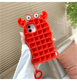 N1986N Funda Pop It para iPhone 12 Pro - Funda de silicona con forma de burbuja para juguetes Funda antiestrés Lobster Red