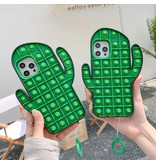 N1986N Etui Pop It do iPhone'a 8 - Silikonowe etui na zabawki z bąbelkami Pokrowiec antystresowy w kolorze kaktusa w kolorze zielonym