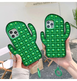 N1986N Custodia Pop It per iPhone 11 - Custodia in silicone con bolle di giocattoli Cover anti stress Cactus Green