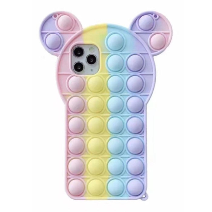 iPhone SE (2020) Pop It Case - Silikon-Blasenspielzeug-Hülle Anti-Stress-Abdeckung Regenbogen