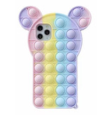 N1986N Custodia Mini Pop It per iPhone 12 - Custodia in silicone con bolle di giocattolo Cover anti-stress Arcobaleno