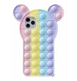 N1986N iPhone 12 Pro Max Pop It Case - Silicone Bubble Toy Case Anti Stress Cover Rainbow