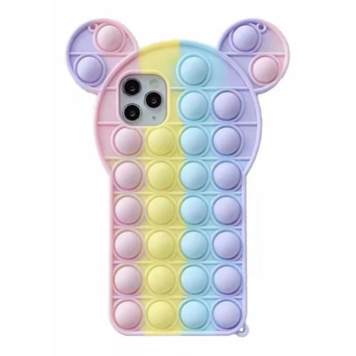 iPhone 8 Pop It Hoesje - Silicone Bubble Toy Case Anti Stress Cover Regenboog