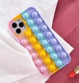 Lewinsky iPhone 12 Pop It Hoesje - Silicone Bubble Toy Case Anti Stress Cover Roze