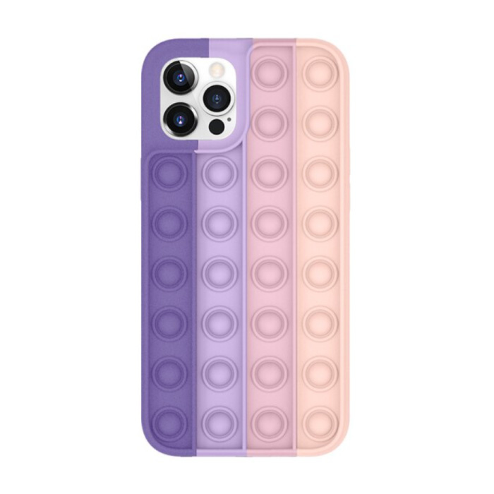 iPhone XS Pop It Hoesje - Silicone Bubble Toy Case Anti Stress Cover Roze