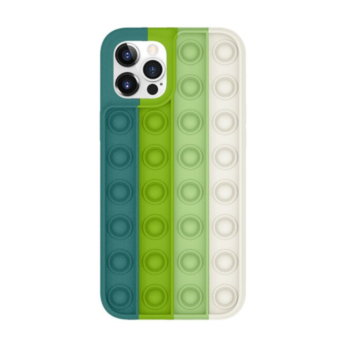 Coque iPhone XS Pop It - Coque Silicone Bubble Toy Housse Anti Stress Vert