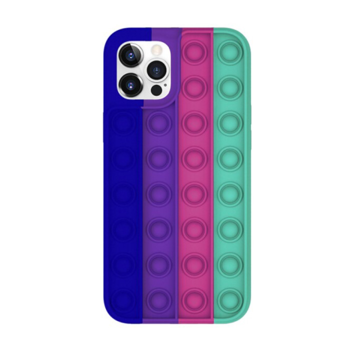 Funda Mini Pop It para iPhone 12 - Funda de silicona con forma de burbuja para juguetes Funda antiestrés