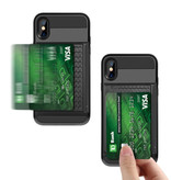 VRSDES iPhone SE (2020) - Custodia con coperchio per slot per schede a portafoglio Business nera