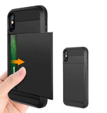 VRSDES iPhone SE (2020) - Custodia con coperchio per slot per schede a portafoglio Business nera