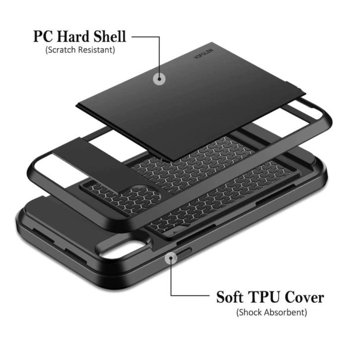 VRSDES Etui z kieszenią na karty portfela iPhone 7 Plus Business Red