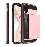 VRSDES iPhone XS Max  - Wallet Card Slot Cover Case Hoesje Business Roze