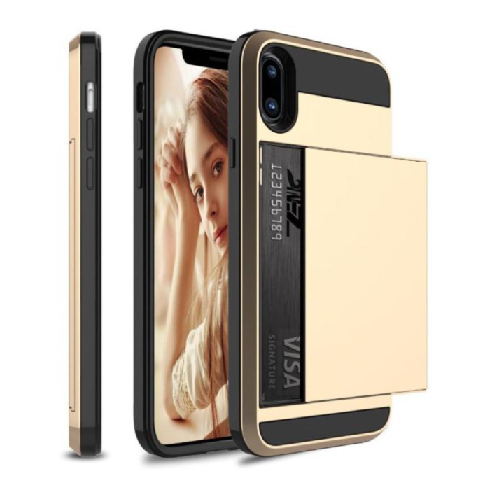 iPhone 6 - Custodia a portafoglio con copertura per slot per schede Business Gold