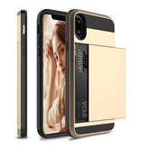 VRSDES iPhone 7 Plus - Wallet Card Slot Cover Case Hoesje Business Goud