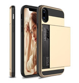 VRSDES iPhone X - Custodia a portafoglio con copertura per slot per schede Business Gold