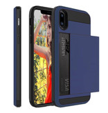 VRSDES iPhone XS - Wallet Card Slot Cover Case Case Business Blue