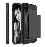 VRSDES iPhone 7 - Custodia a portafoglio con copertura per slot per schede Business nera