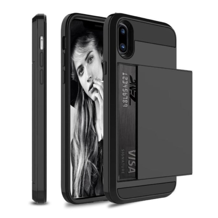 iPhone 7 - Wallet Card Slot Cover Case Case Business Black