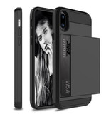 VRSDES iPhone X - Custodia a portafoglio con copertura per slot per schede Business nera