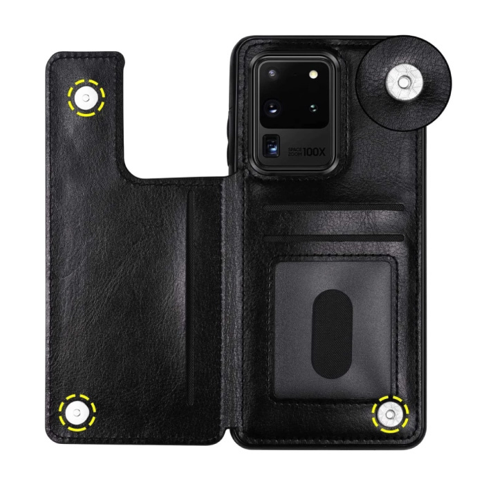 Portafoglio con custodia in pelle retrò per Samsung Galaxy S9 - Portafoglio con custodia in pelle PU nera