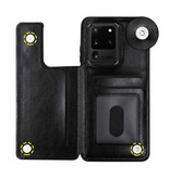 WeFor Samsung Galaxy S20 Retro Leather Flip Case Wallet - Wallet PU Leather Cover Cas Case Black
