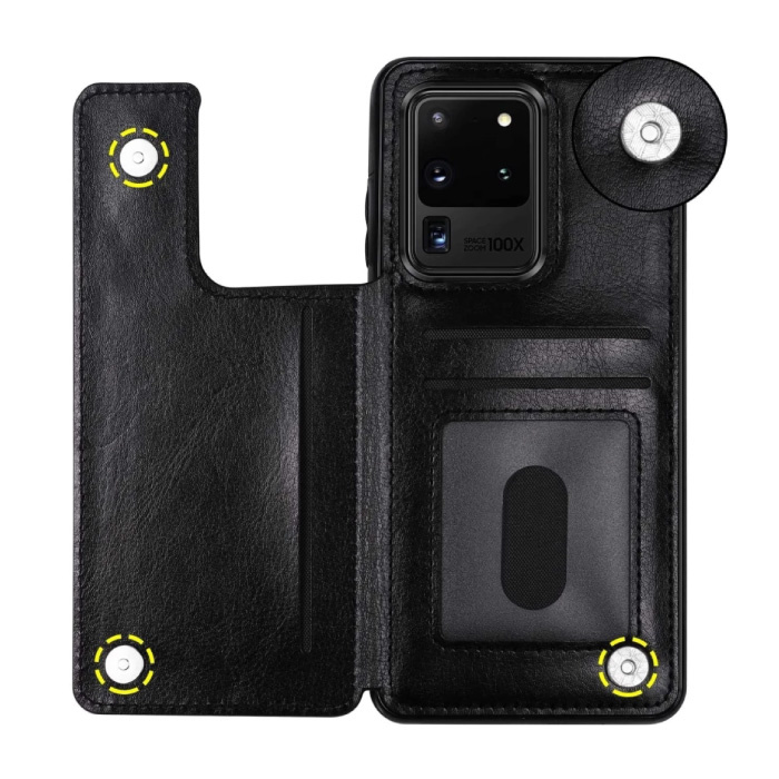 Samsung Galaxy S20 Retro Leather Flip Case Wallet - Wallet PU Leather Cover Cas Case Noir