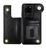 WeFor Samsung Galaxy S20 Ultra Retro Flip Leather Case Wallet - Wallet PU Leather Cover Cas Case White