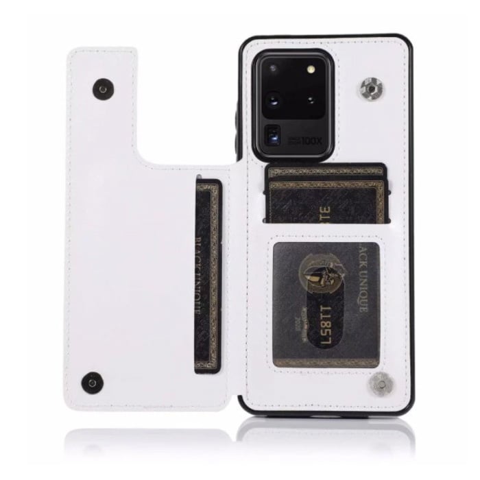 Skórzany portfel z klapką w stylu retro do Samsung Galaxy A51 - portfel PU Skórzany pokrowiec Cas Case w kolorze białym
