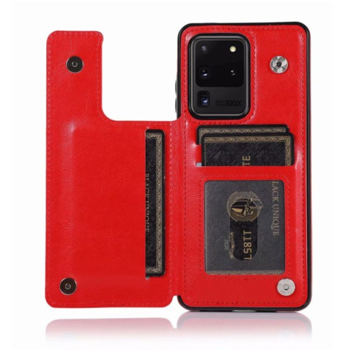 Portafoglio con custodia in pelle retrò per Samsung Galaxy S8 Plus - Custodia con custodia in pelle PU per portafoglio rossa