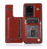 WeFor Samsung Galaxy S10 Retro Leather Flip Case Wallet - Wallet PU Leather Cover Cas Case Marron