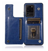 WeFor Portafoglio Custodia Flip in Pelle Retrò per Samsung Galaxy S7 - Portafoglio Custodia in Pelle PU Custodia Blu