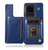 WeFor Samsung Galaxy S7 Edge Retro Leren Flip Case Portefeuille - Wallet PU Leer Cover Cas Hoesje Blauw