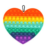 Stuff Certified® XL Pop It - Extra Large Fidget Anti Stress Toy Bubble Toy Silicone Heart Rainbow